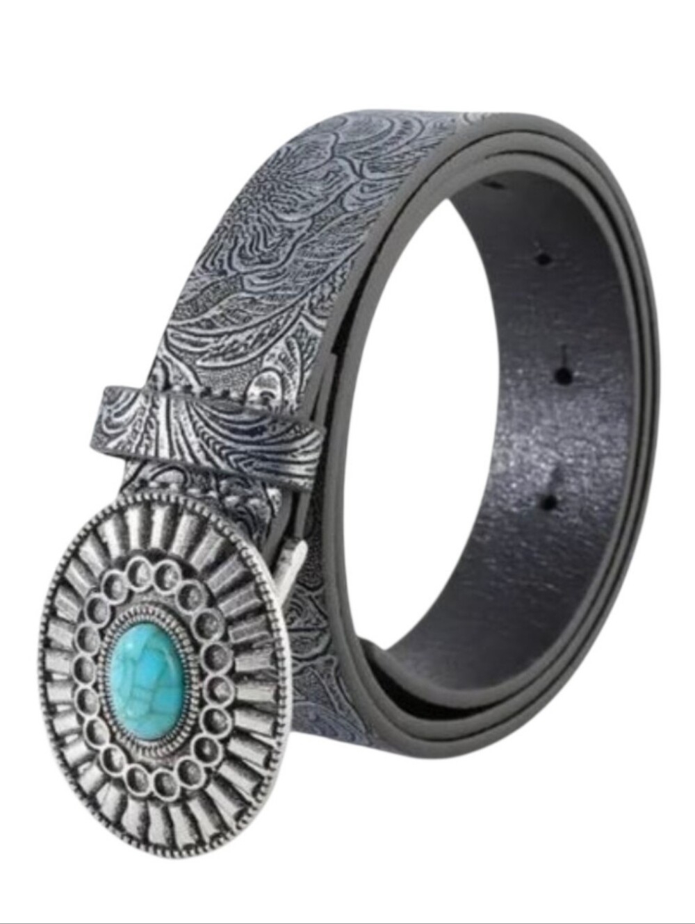Women's Silver Faux Turquoise Stone Belt